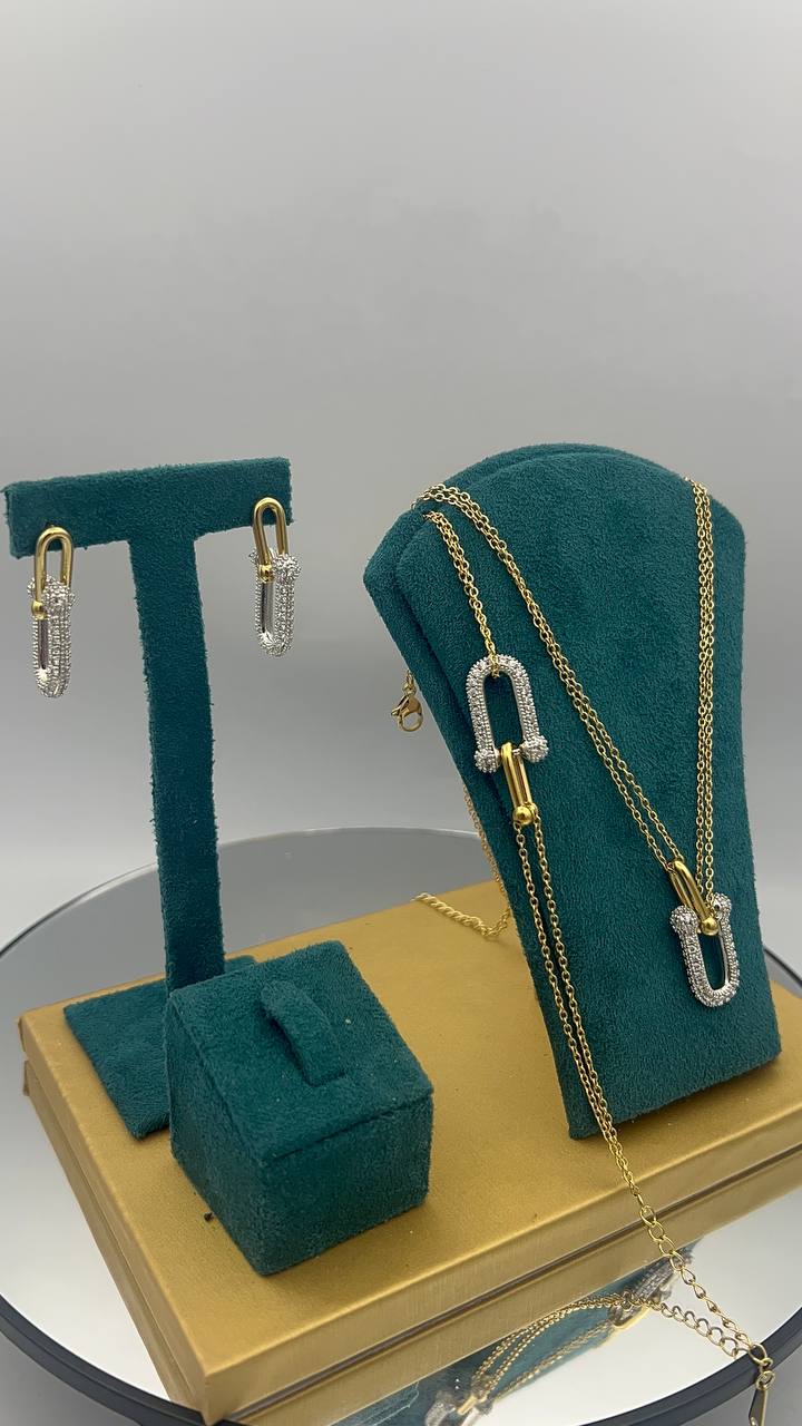 Parure Femme Tiffany 3 Pièces – Collier, Bracelet & Boucles | Qualité Premium Inspirée Luxe