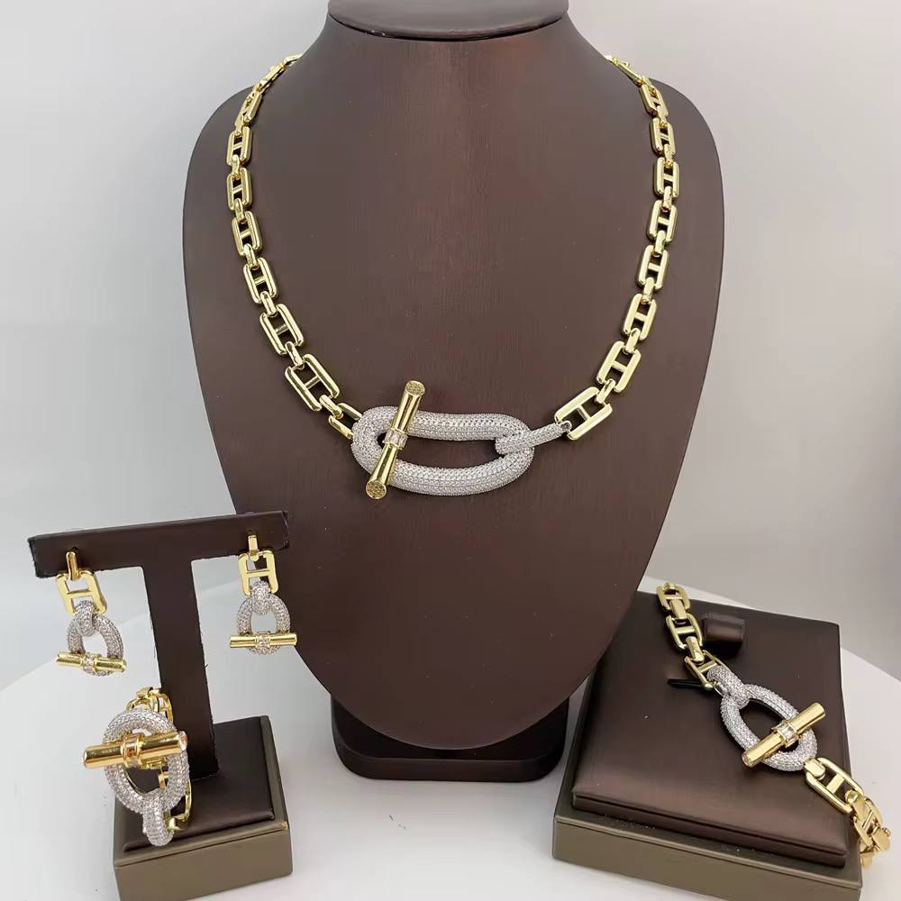 Parure Femme Tiffany 3 Pièces – Collier, Bracelet & Boucles | Qualité Premium Inspirée Luxe