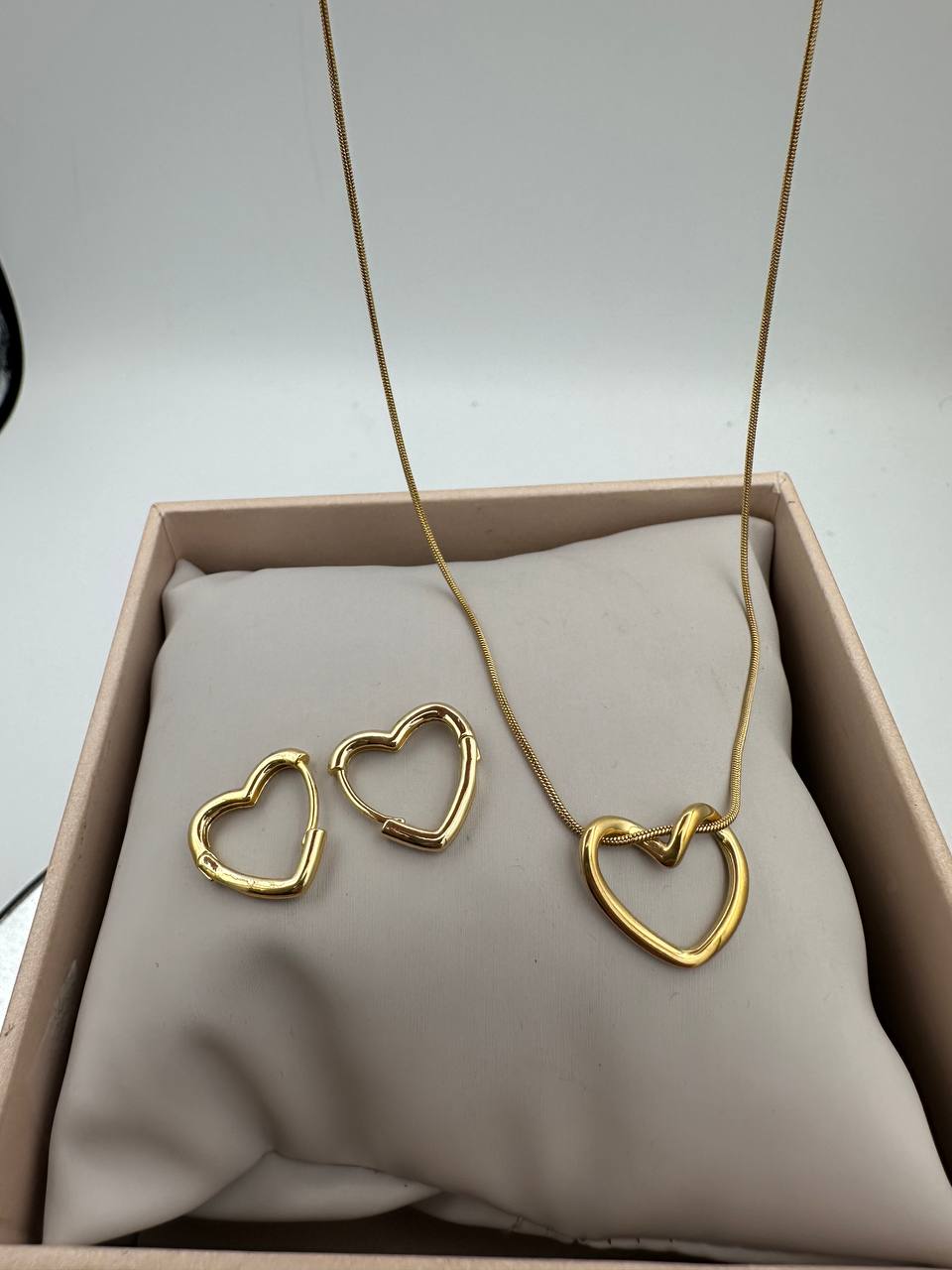 ENSEMBLE COEUR - COLLIER ET BOUCLE COEUR - Acier Inoxydable 💓
