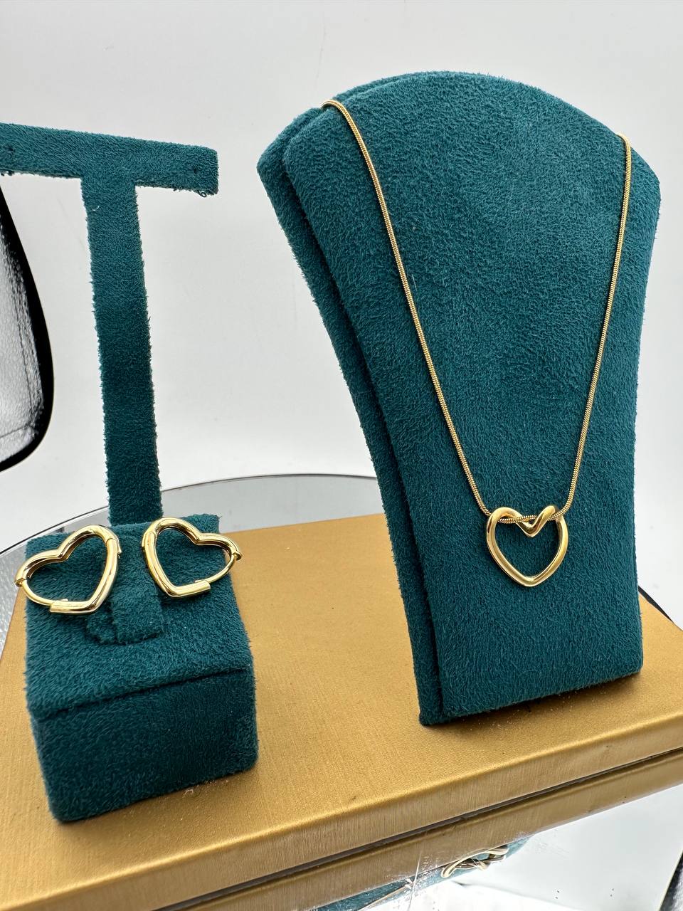 ENSEMBLE COEUR - COLLIER ET BOUCLE COEUR - Acier Inoxydable 💓